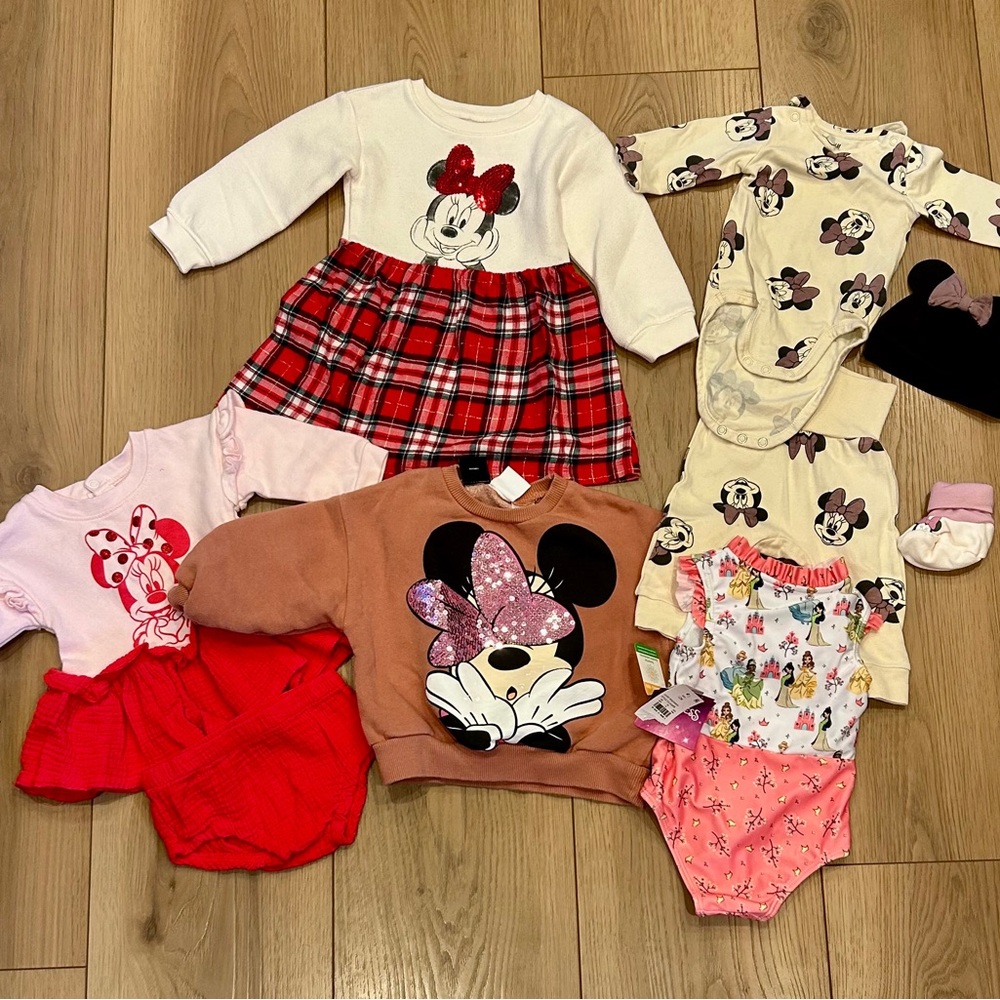 Disney Minnie Mouse Baby Outfit Collection - Red, Pink, White